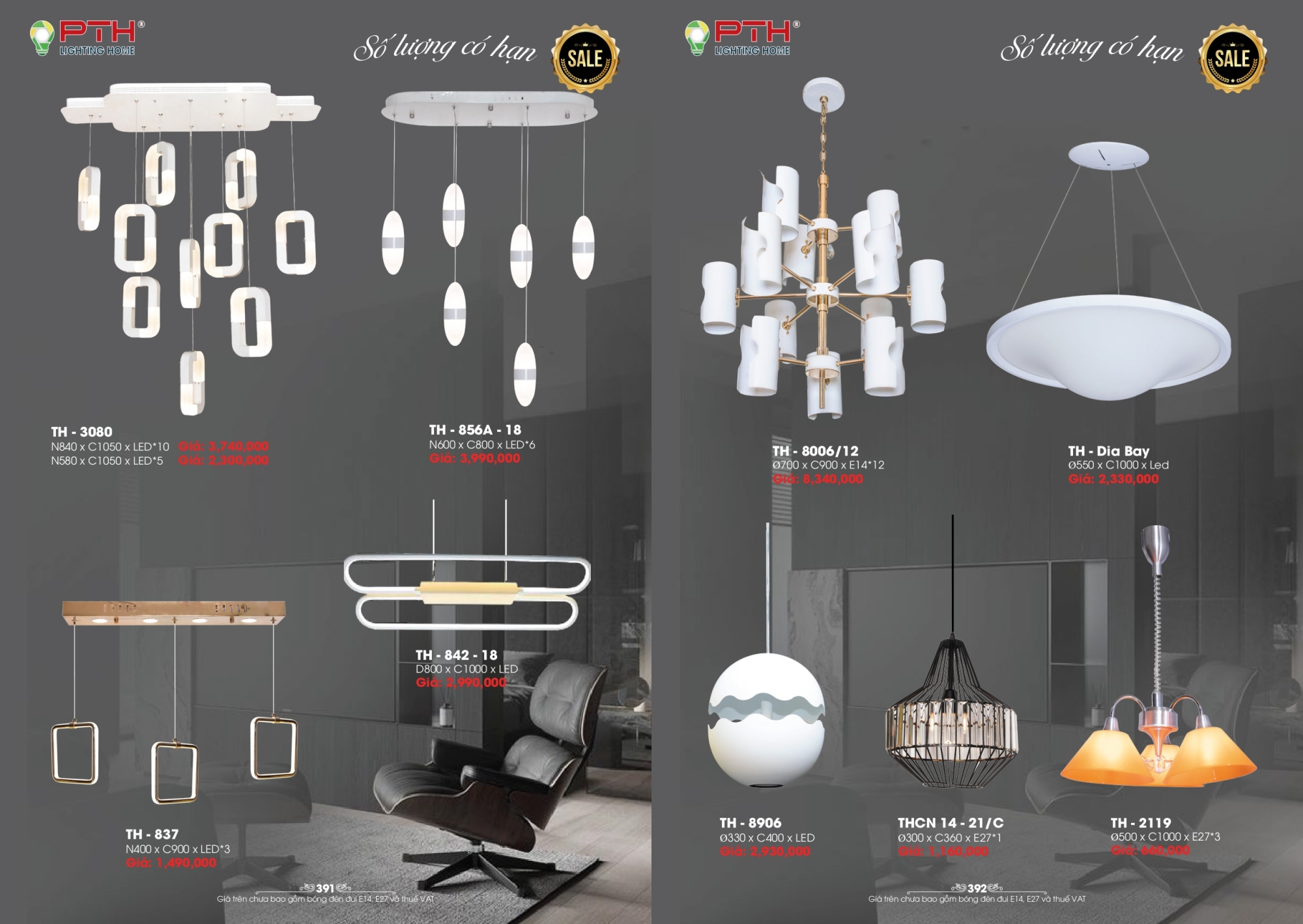 Bảng giá đèn trang trí PTH Lighting Home 2026